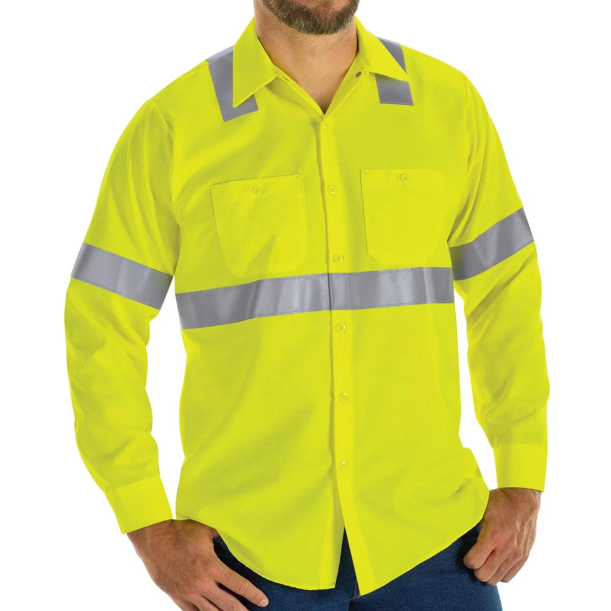 Red Kap Hi-Vis Long Sleeve Ripstop Shirt - Type R Class 2