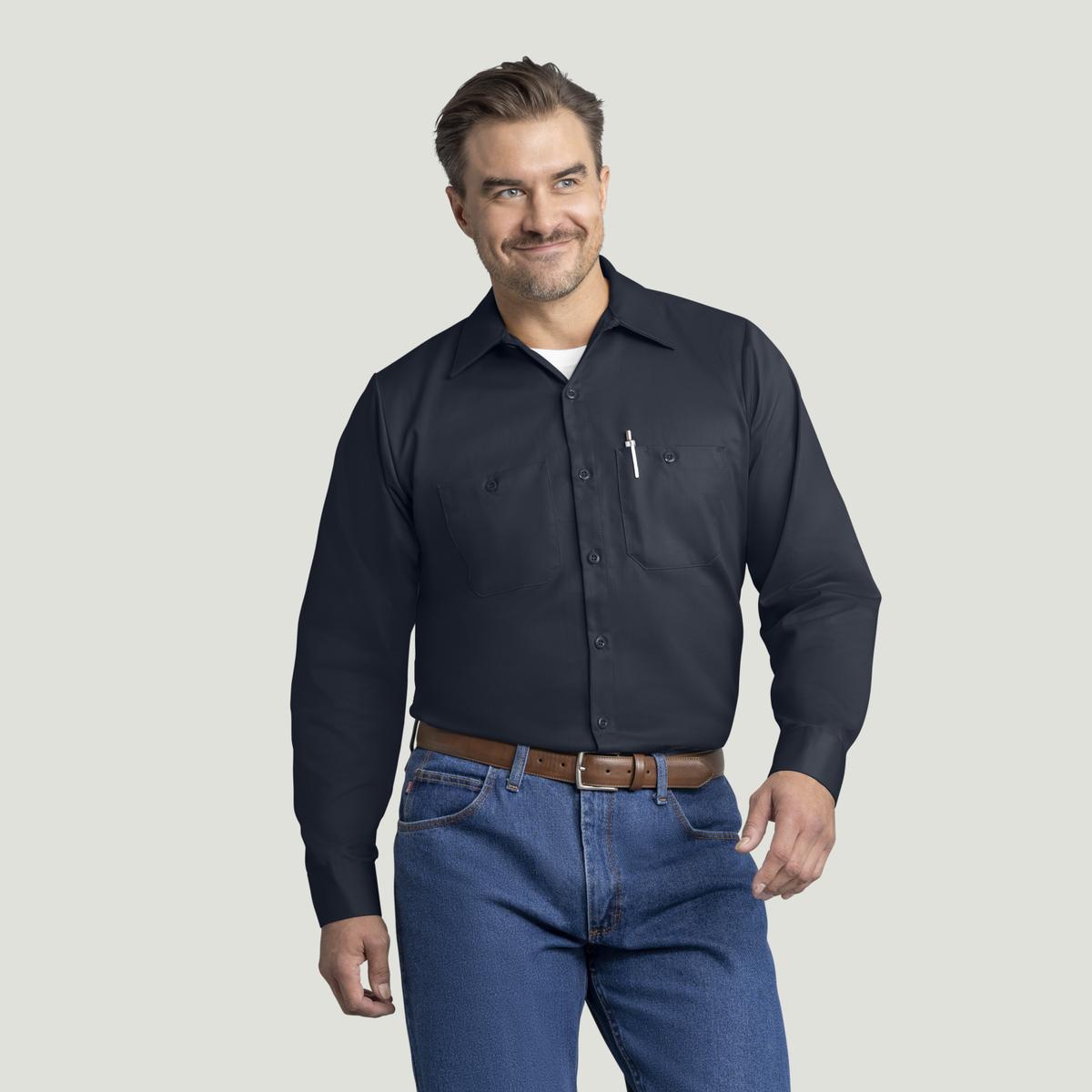 Red Kap Long Sleeve Cotton Work Shirt - Wrinkle-Resistant