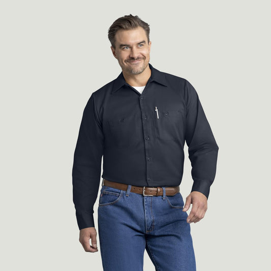 Red Kap Long Sleeve Cotton Work Shirt - Wrinkle-Resistant