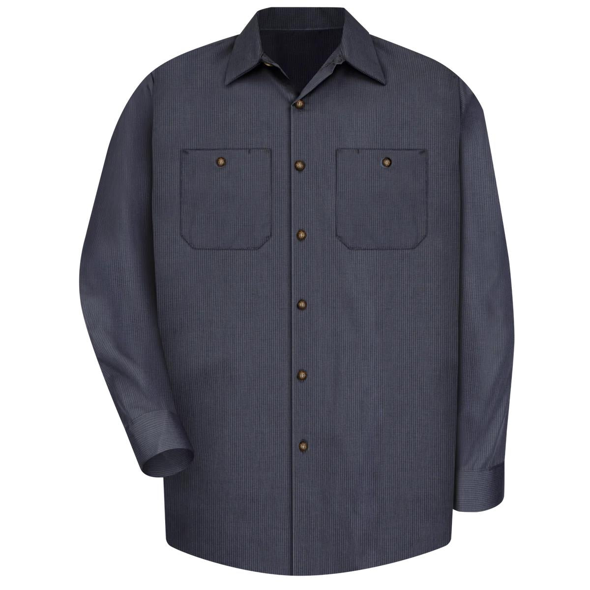 Red Kap Long Sleeve Geometric Microcheck Work Shirt