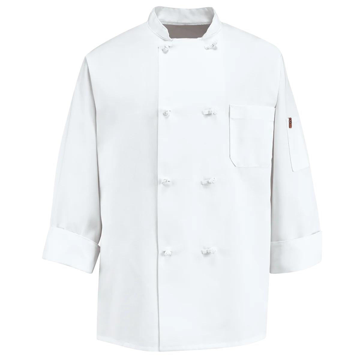 Red Kap Knot Button Chef Coat with Thermometer Pocket