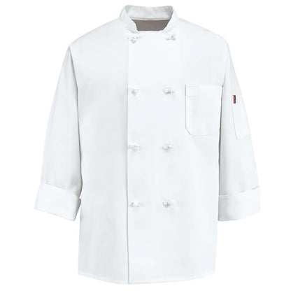Red Kap Knot Button Chef Coat with Thermometer Pocket