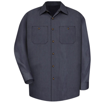 Red Kap Long Sleeve Geometric Microcheck Work Shirt