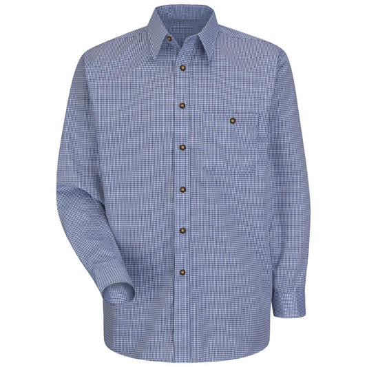 Red Kap Long Sleeve Mini-Plaid Uniform Shirt