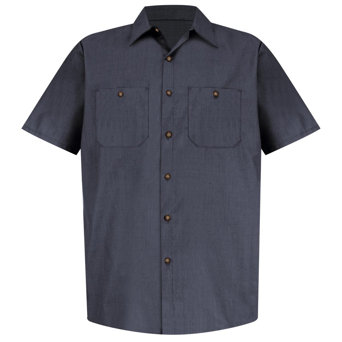 Red Kap Short Sleeve Geometric Microcheck Work Shirt