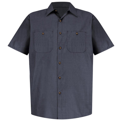 Red Kap Short Sleeve Geometric Microcheck Work Shirt