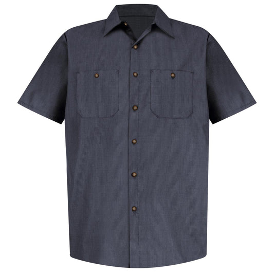 Red Kap Short Sleeve Geometric Microcheck Work Shirt